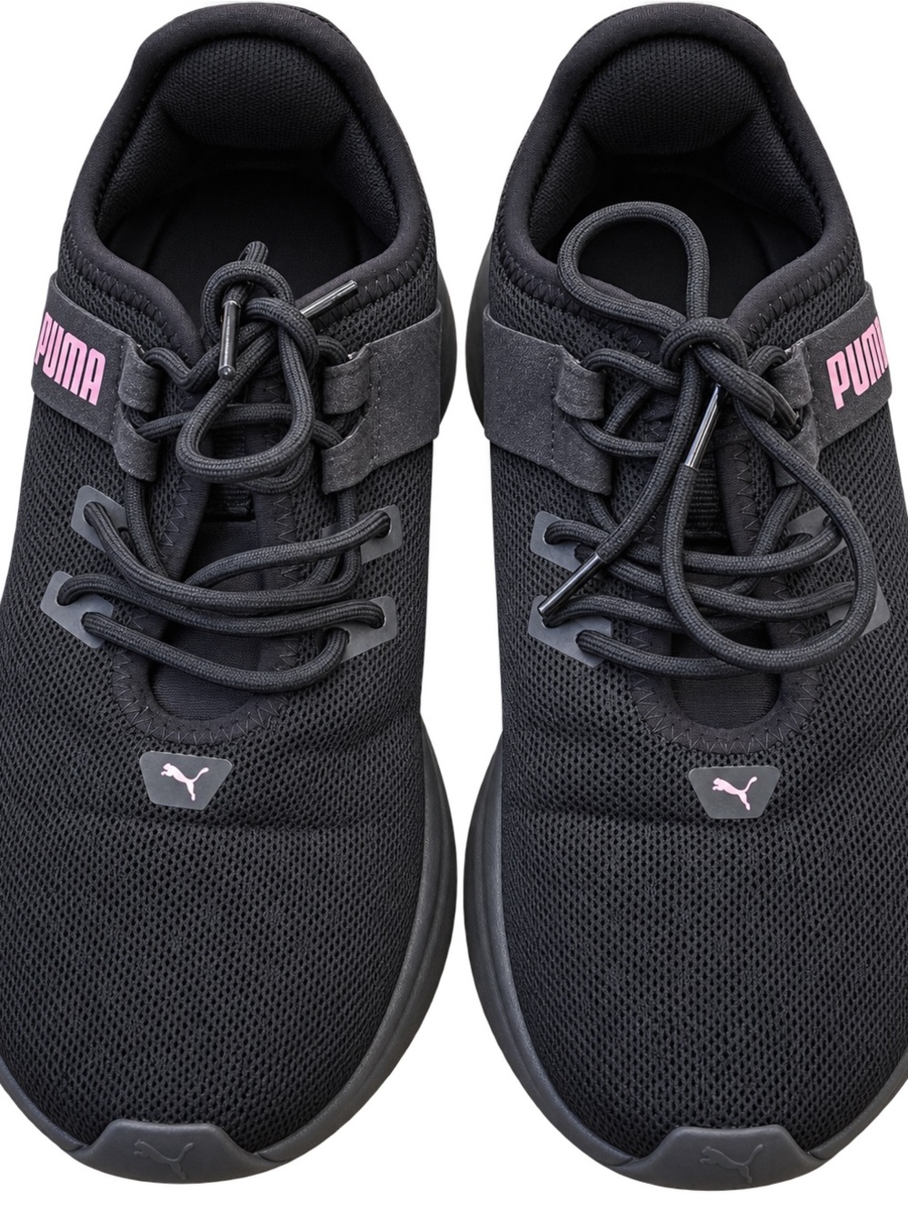 Puma Women's Black Athletic Sneakers with Pink Accents